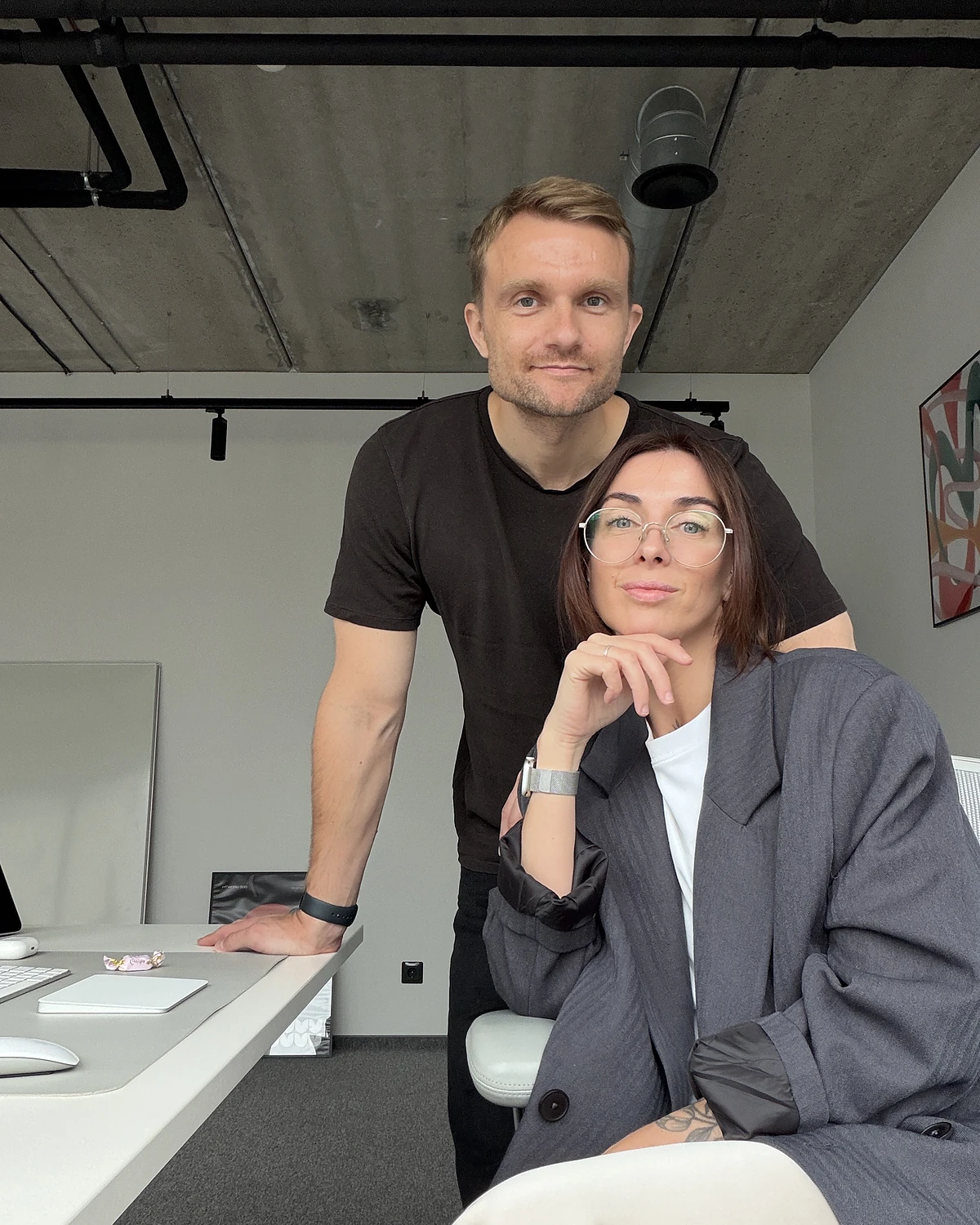 Eli and Rimvita in the studio in Vilnius