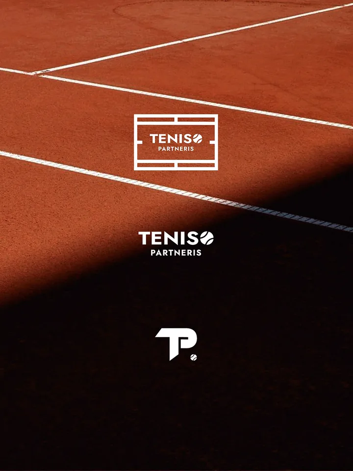 Teniso Partneris logo on a clay court