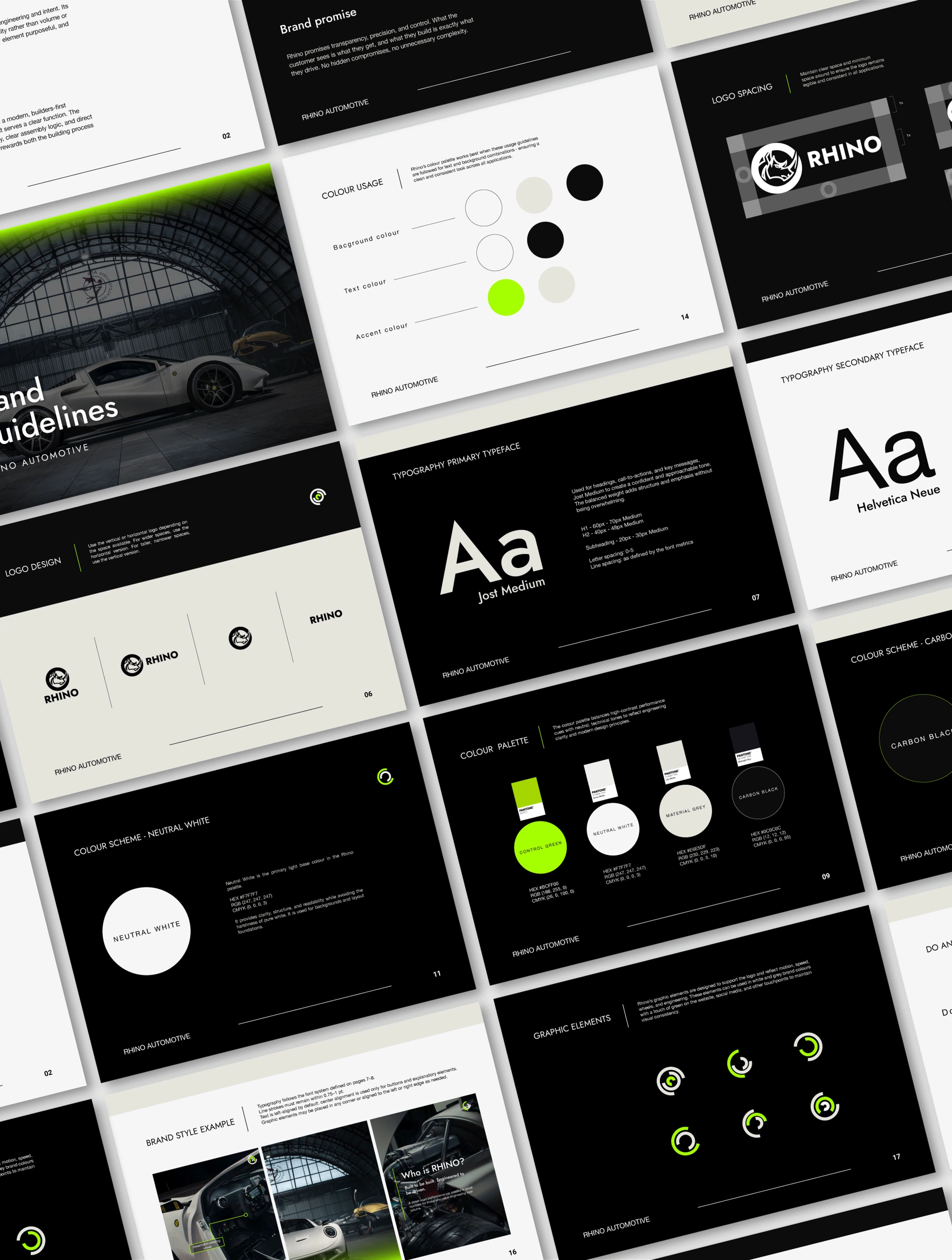The Rhino brand guidelines: logo construction, colour, type and graphic elements