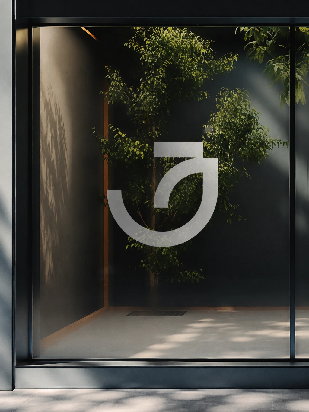 The SmartStart mark frosted onto a street-facing studio window